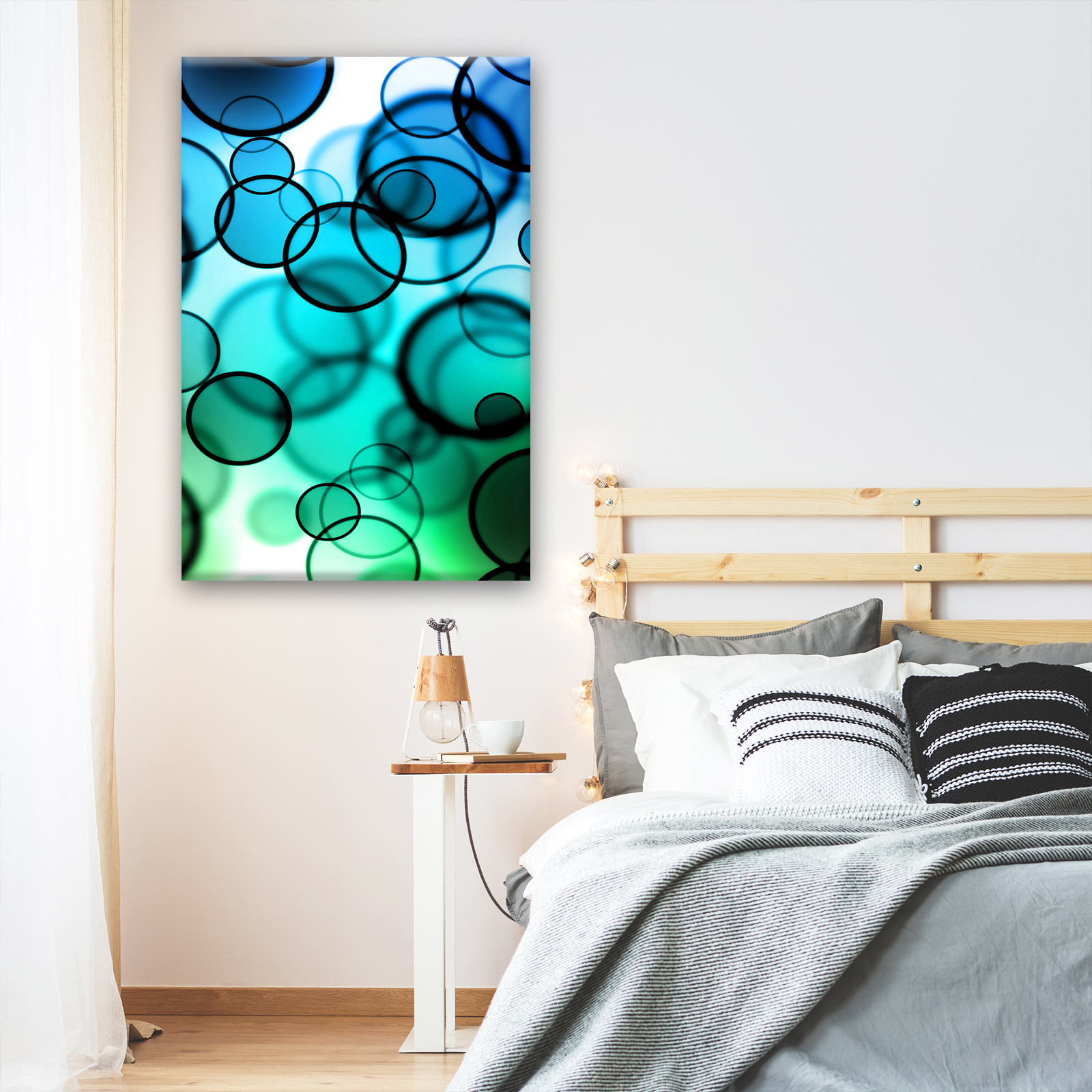 AB122 Blue Green Circles Modern Abstract Canvas Wall Art Large Picture Prints 