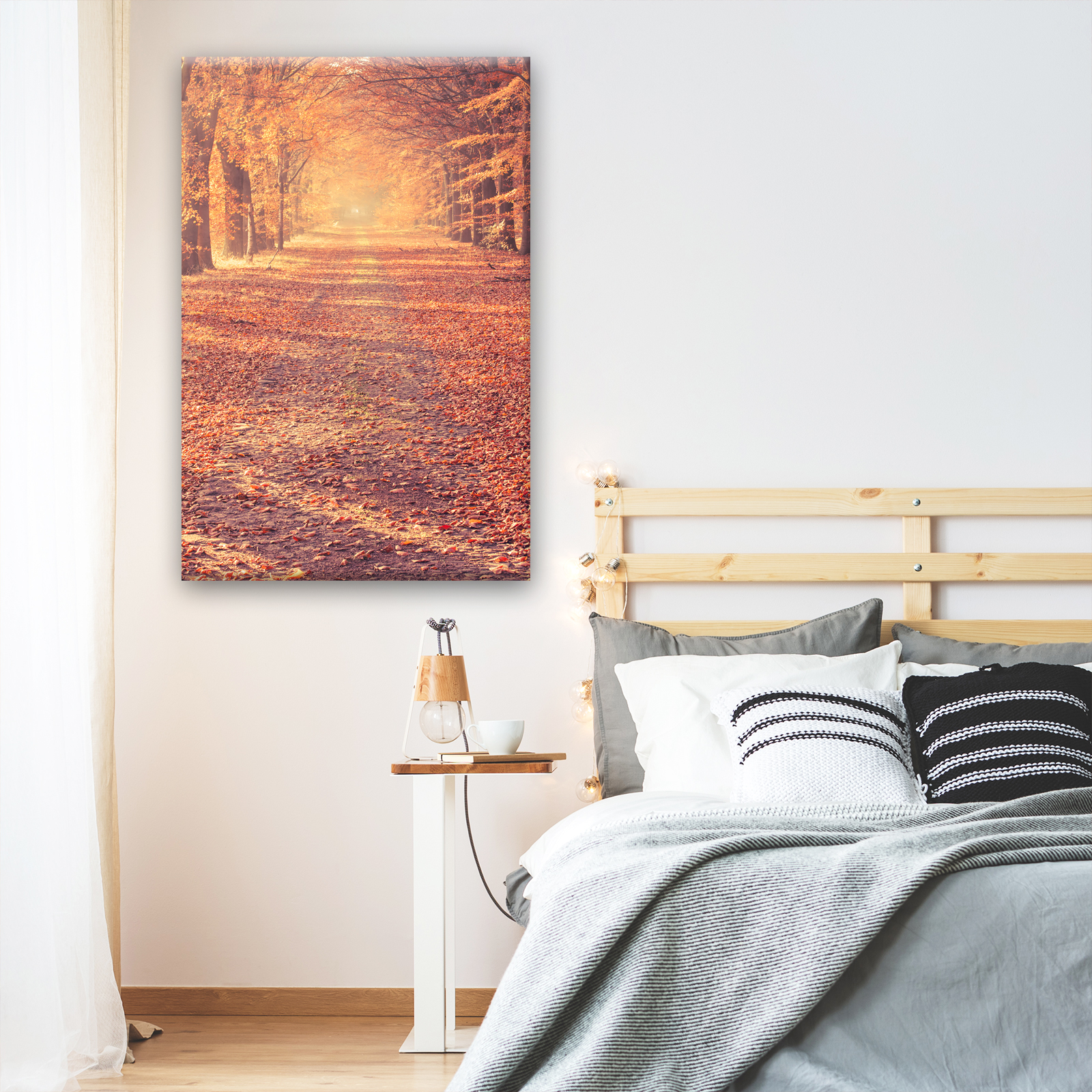 Orange Brown Autmn Trees Portrait Framed Canvas Wall Art Modern Picture Print - Picture 3 of 7