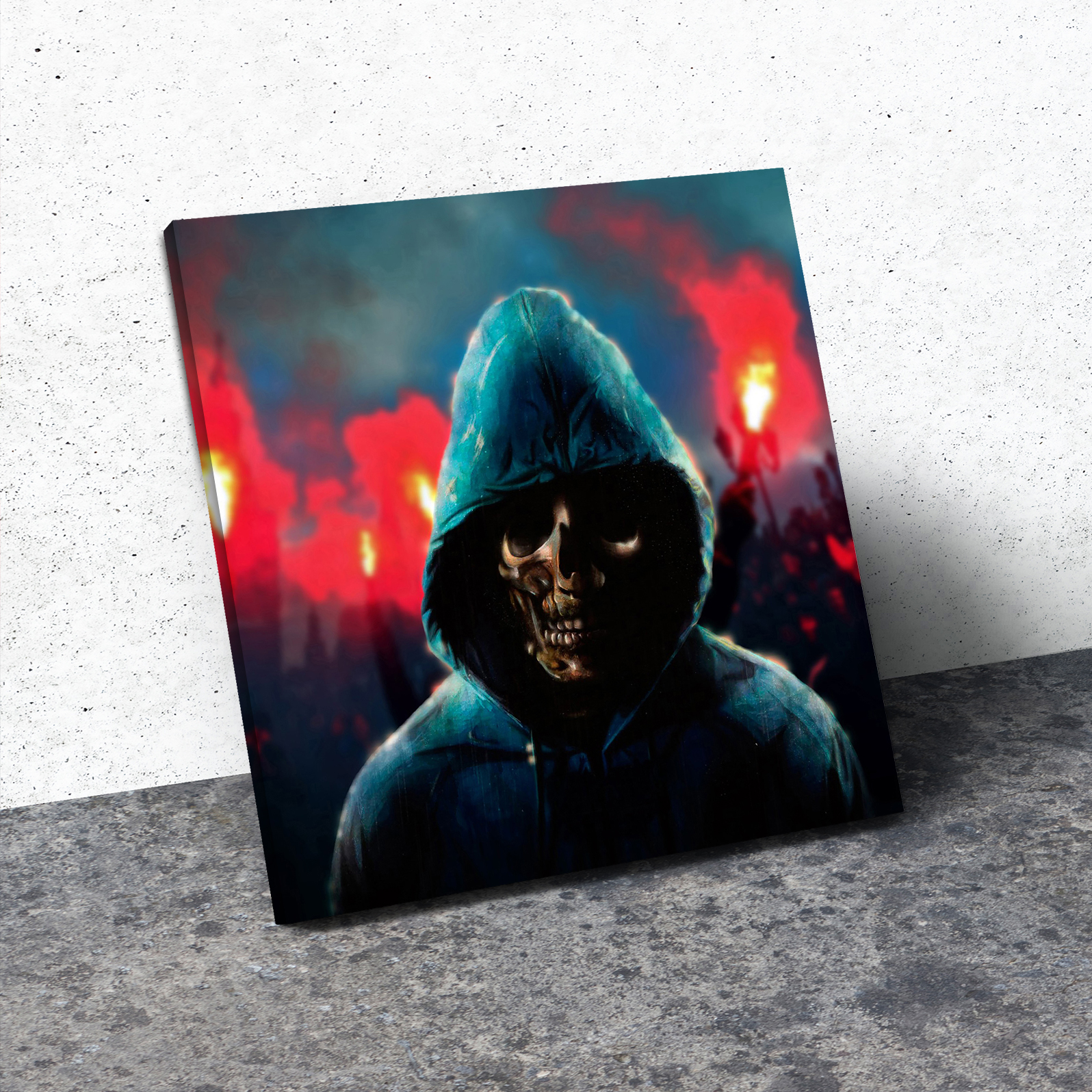 AB215 Blue Red Skull Gothic Modern Abstract Canvas Wall Art Large Picture Prints 