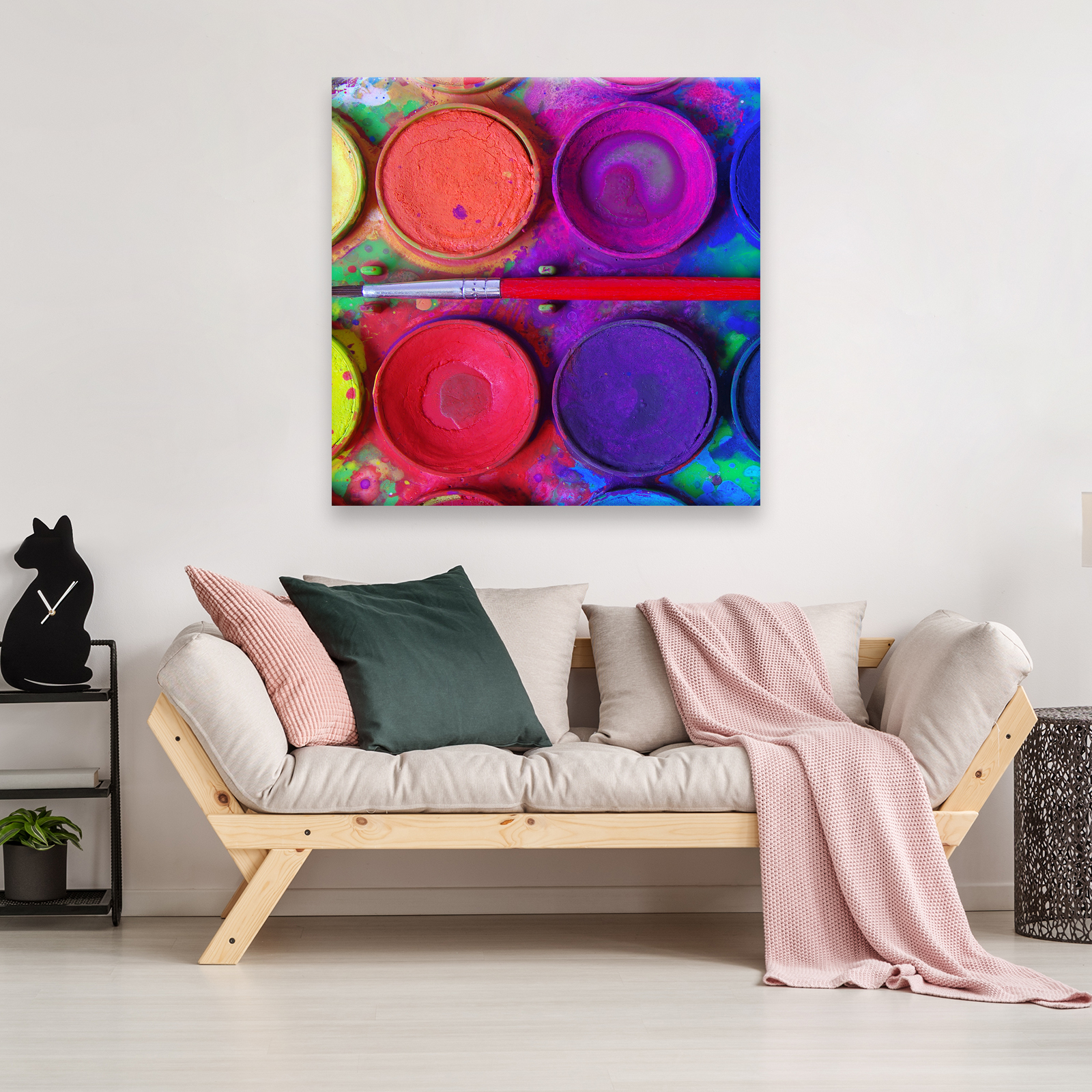 Red Pink Abstract Blank Square Abstract Canvas Wall Art Large Picture Prints 